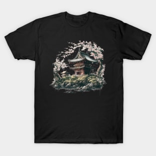 Finding peace and tranquility in the serene atmosphere of a Japanese temple T-Shirt